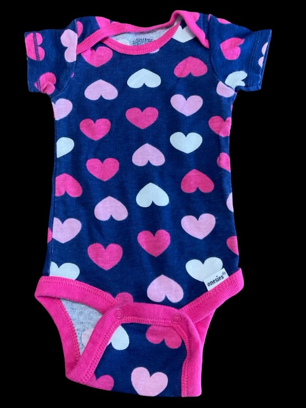 👣 10/$25 - Navy/Pink Heart Print Onesie